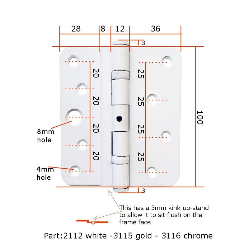 4 Inch 5 Knuckle Timber Upvc Composite Butt Type Door
