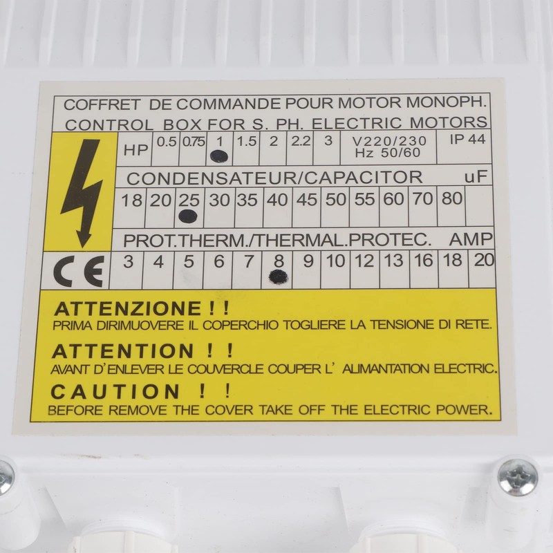 Pump Control Box in Thermal Circuit Breaker Controller, ABS, Copper