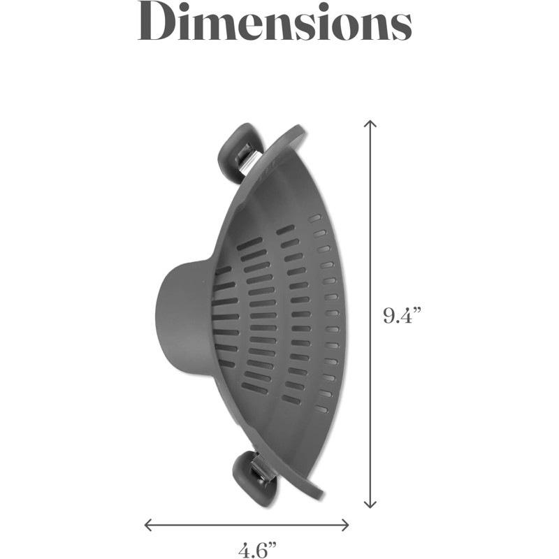 Kitchen Gizmo Hands Free Clip On Strainer Gray Silicone Dishwasher