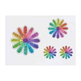 4 x 'Affirmation Flower' Temporary Tattoos - Water Resistant, Skin-Safe, Non-Toxic Transfers, Mixed Sizes (TO00080876)
