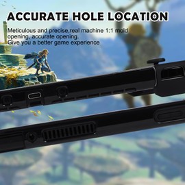 DLseego Zelda Protective Case for Switch OLED New Model, Dockable Hard Shell Cute Cover Case for Zelda Joycon Controller with 4PCS Thumb Grips Caps - Black Sword