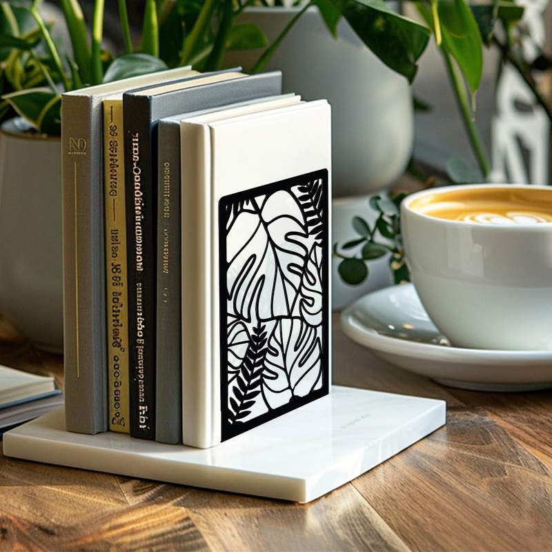 Peacoblue Metal Bookend Stopper Holder Stand for Shelves Decorative, 13.46x10.9x20cm