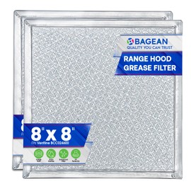 Bagean Stove Vent Filter 8x8 inch BCC024600 Compatible with Ventline Range Hood Filter Replacement for Kitchen Exhaust Fan - Aluminum Screen Blocks Grease & Filters Over Oven Air (2-Pack)