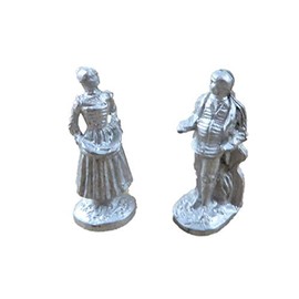 Melody Jane Dolls House Pair of Figurines Ornaments 1:24 Scale Half Inch Metal Accessory