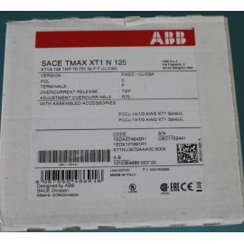 ABB TMAXXT1N125 TMAX XT1 N  125 70-700 3 POLE 70A SACE CIRCUIT BREAKER  NEW