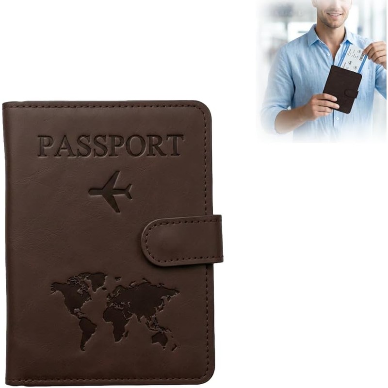 Porta Pasaporte con Bloqueo RFID, Funda para Pasaporte y Visa