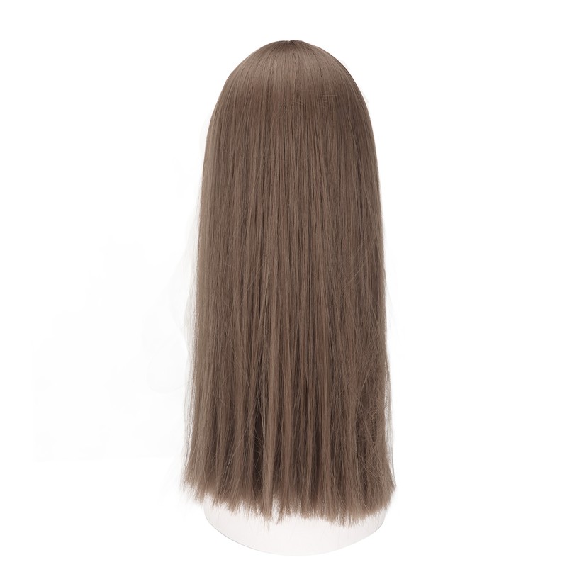 Women Light Brown Wig with Bangs Long Straight Synthetic Realistic