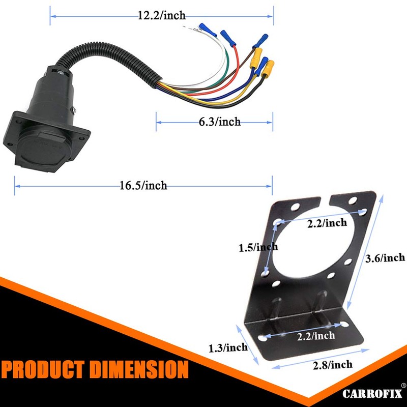 CARROFIX - Conector de luz para remolque de 7 vías,
