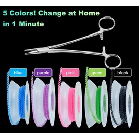 2BDENT Dental Braces Color Changing Kit, 5 Rolls Continuous Braces Power Chains Orthodontic Pliers Changing kit, Change The Color of Your Braces Yourself in Minutes Ligas para Brackets Ortodoncia