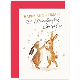 Premium Anniversary Cards for Couple - Special Heartfelt Sentimental Anniversary Cards for Mum and Dad - Card for Family or Friends - Cute Illustrated Rabbits Anniversary Card for Men Women