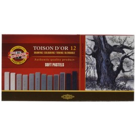 KOH-I-NOOR TOISON D'OR 8592 Artist's Soft Pastels - Grey (Pack of 12)