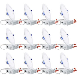 TORCHSTAR Basic Series 12-Pack 12W 6 Inch LED Recessed Lighting with Junction Box, 2700K Soft White, 5%-100% Dimmable, ETL and Energy Star Certified