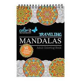 Traveling Mandalas Adult Coloring Book - Features 30 Original Hand Drawn Designs Printed on Artist Quality Paper, Hardback Covers, Spiral Binding, Perforated Pages, Bonus Blotter