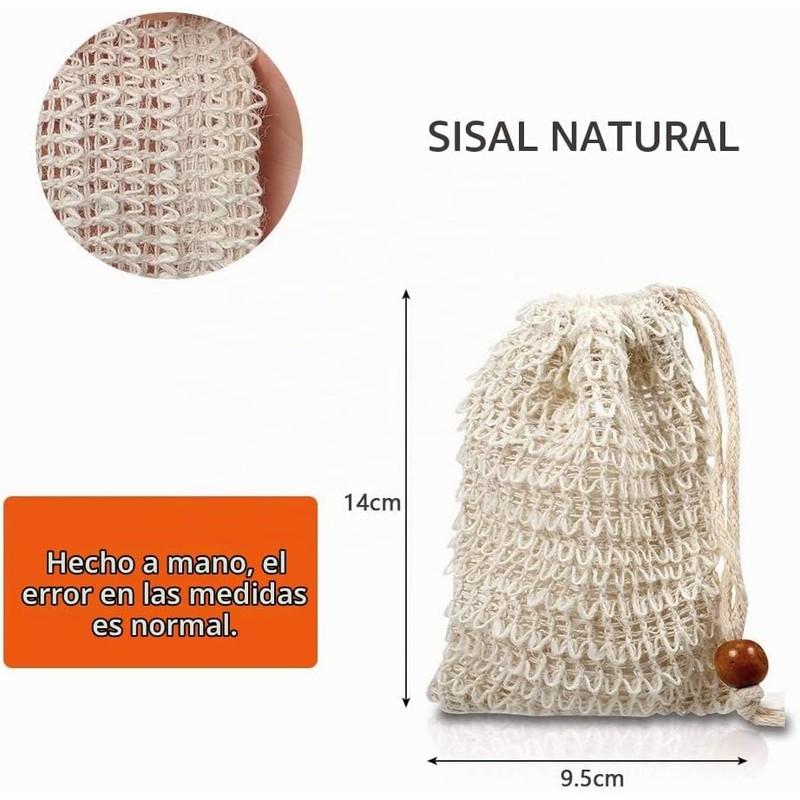 BUYGOO Bolsa Exfoliante de Jabón de Sisal MG-BZ371 - Pack