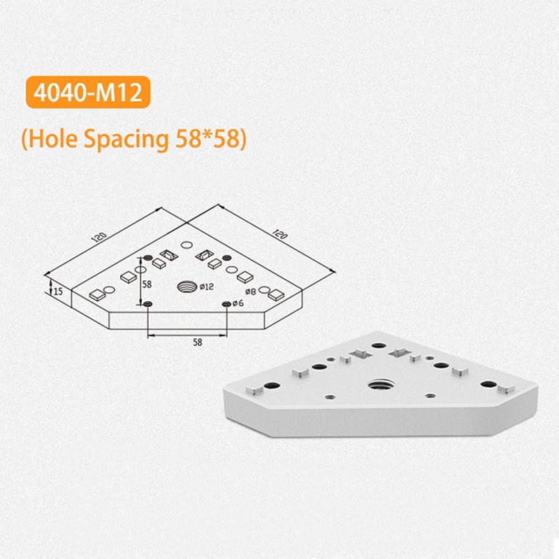 4040 Series 58x58mm M12 Aluminum Connection Corner Bracket Joint Plate