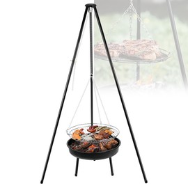 Guogiyala Tripod Foldable Grill - Camping Fire Adjustable chain grill for outdoor camping and backyard cookouts