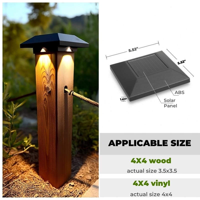 Kemeco Solar Post Cap Lights for 4x4 Posts, 2 Pack
