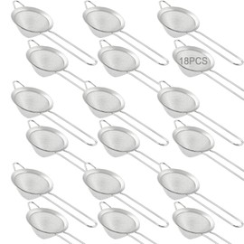 18 PCS Tea Strainers Cocktail Strainer Stainless Steel Fine Mesh Small Strainer, 3.3''Mini Tea Strainer with Long Handle for Cocktails Tea Herbs&Drinks,Conical Tea Filter Bar Colander Food Loose Tool