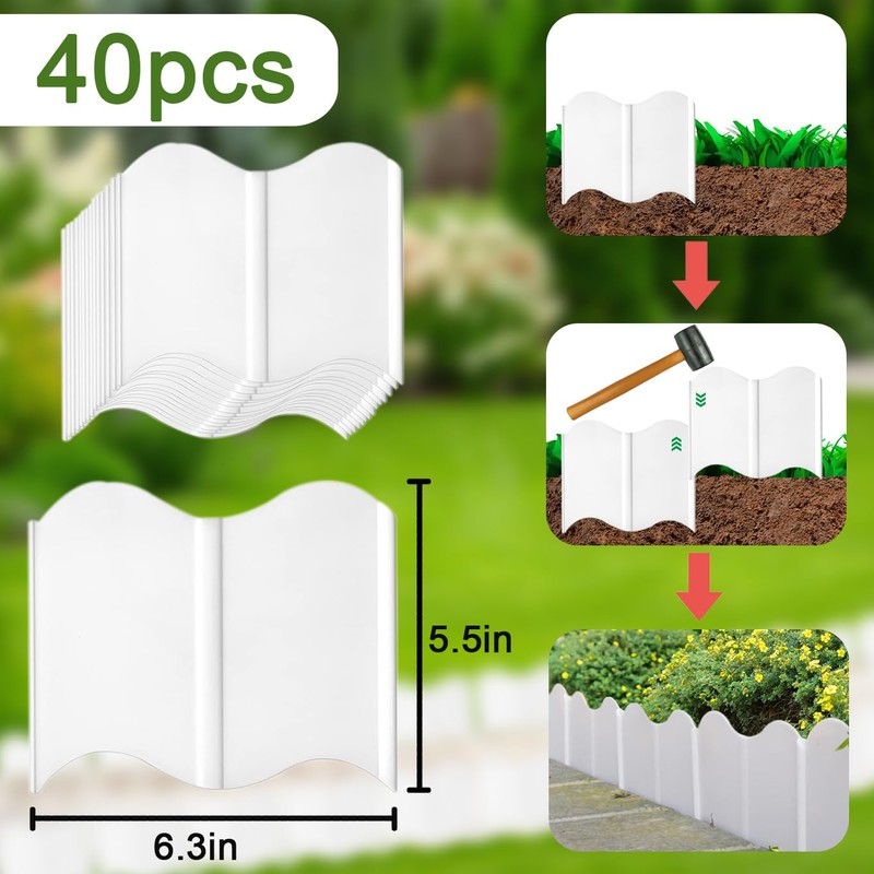 Orgrimmar 20 ft Garden Edging 40PCS Interlocking Landscaping Edging Kit,