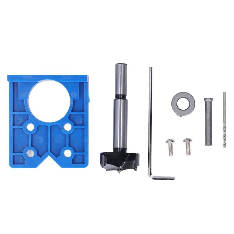 35mm Hinge Hole Saw Jig Drilling Guide Cutter Bit Set