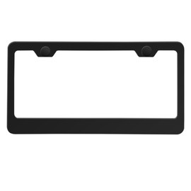 Black Powder Coated 100% T304 Stainless Steel License Plate Frame Holder with Alumnium Screw Caps and Stainless Steel Screws
