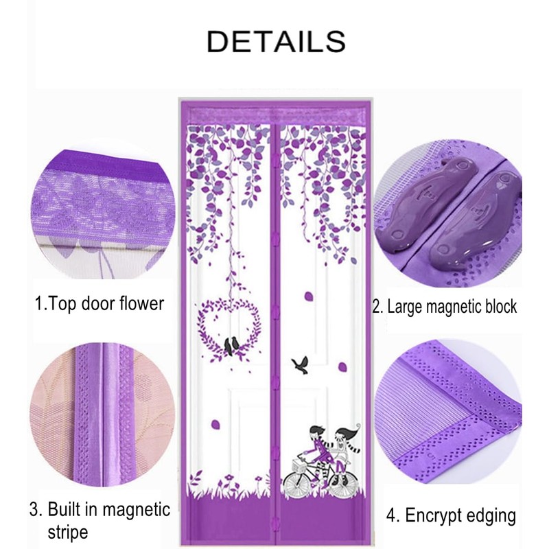 Magnetic Fly Screens Automatically Mosquito Mesh Curtain for Doors Keep