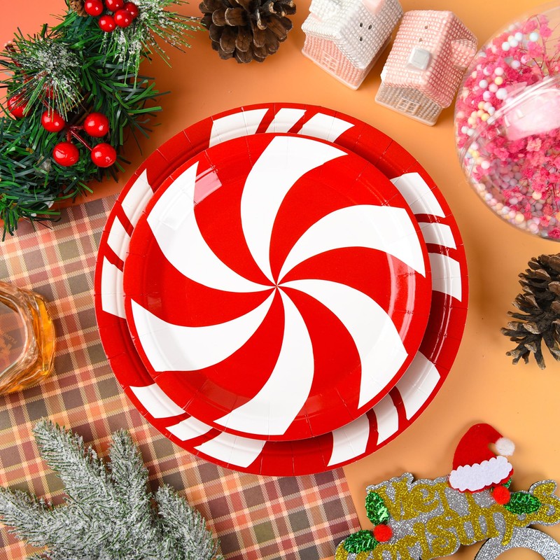 AimFun - 50 platos de papel de Navidad, platos de