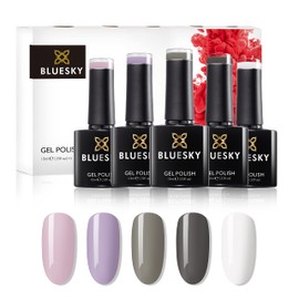 BLUESKY Gelnagellack Set | 5/6 UV Lacke zum Preis von 4/5 | Gel-Nagellack für glänzende und schöne Nägel | langer Halt von bis zu 3 Wochen (BLUESKY Rosy to Grey 5er Set)