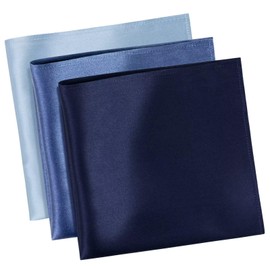 MANSPHIL - Bolsillo cuadrado de seda de morera 100 % real para hombres, 11 x 11 pulgadas, pañuelo sólido empaquetado de regalo, Blue Set de 3, 11"x11"