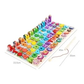 Tablero Juego Educativo Montessori Pesca Letra Número Animal                                                                                          