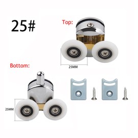 Bumugufu 2Pcs 25mm Shower Door Rollers,1Pcs Top Shower Door Wheel and 1Pcs Bottom Shower Door Rollers for 4-6mm Glass,Curved Doors