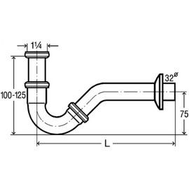 Viega 103 781 Röhrensifon Modell 5535 für Bidet, 1 1/4", NW 32 mm, chrom