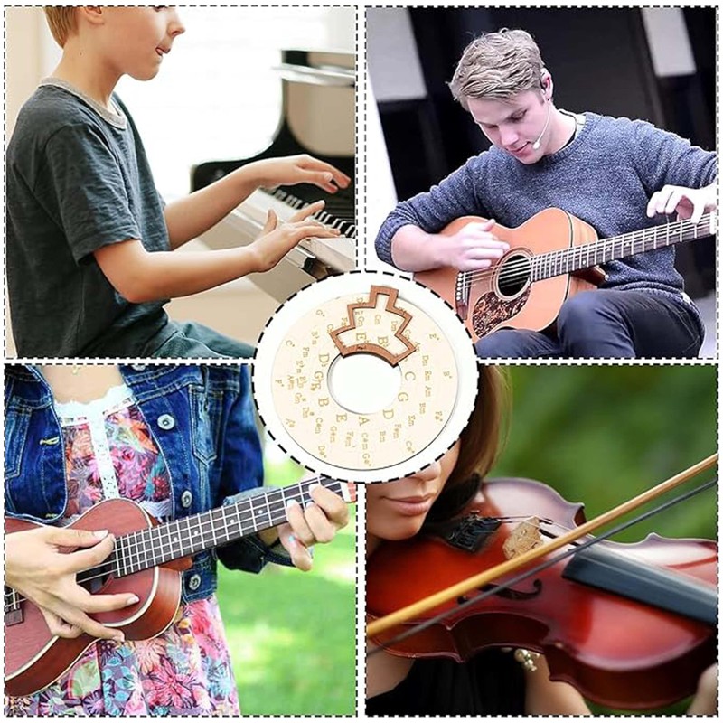 Wooden Melody Tool,Round Circle of Fifths Wheel,Musical Educational Tool,Music Transpose