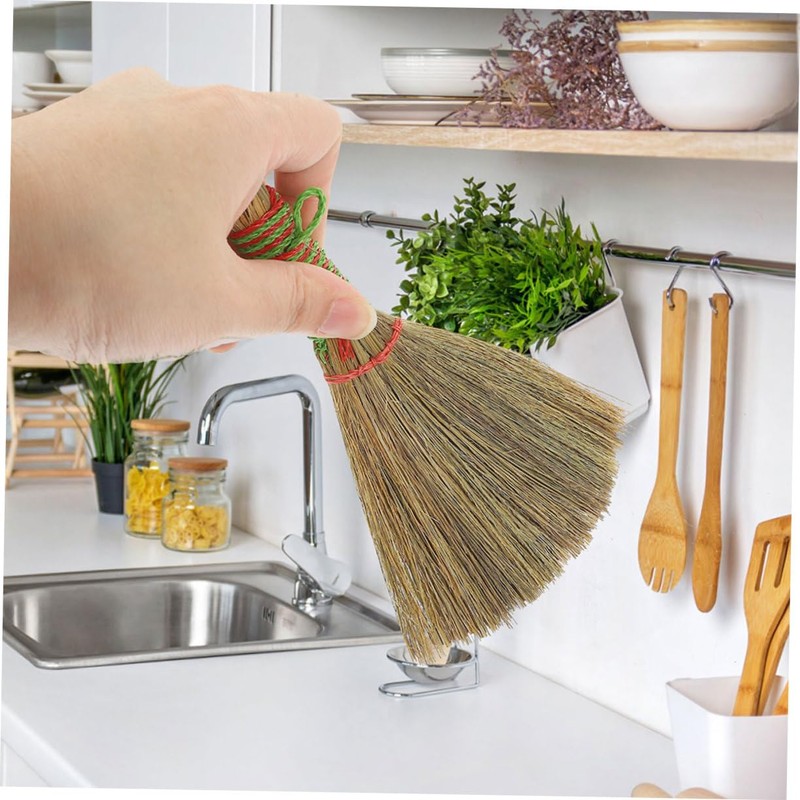 ULTECHNOVO 3pcs Small Desktop Broom Manual Short Handle Whisk Brush