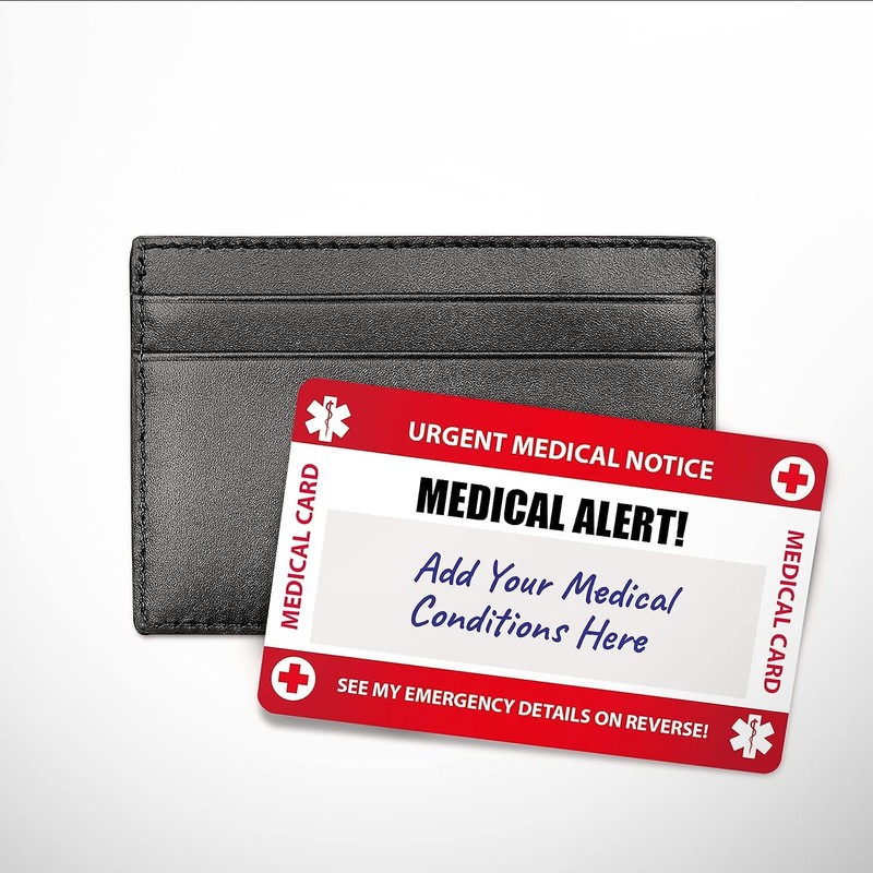Your Medical Condition Card with Writable Panel and Patterned Lanyard,