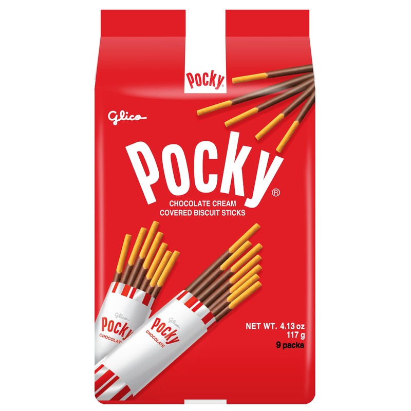 Glico Pocky, Chocolate Cream Covered Biscuit Sticks (9 Individual Bags),