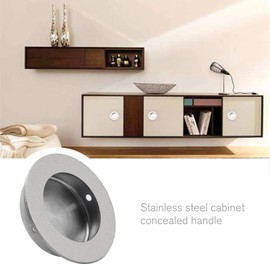 2 Pcs Brushed 304 Stainless Steel Round Flush Knobs Hidden Furniture Knobs with Screws 50x40x12mm