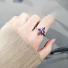 Amethyst Butterfly Fidget Anxiety Rings for Women Girls Purple CZ