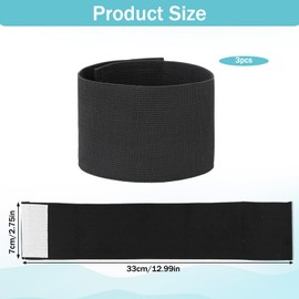 3 PCS Captain Armbands, 7x33 Cm/2.75x13 Inch Black Elastic Arm Band Adjustable Leader Armband Team Sport Armband Soccer Armband Memorial Armband Funeral Mourning Band for Basketball Volleyball Team