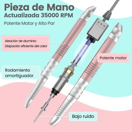 Delanie Drill para Uñas Profesional 35000 RPM con Cable, Taladro Eléctrico para Uñas Acrílicas y de Gel, Máquina de Manicura y Pedicura para Salón, Oro Rosa (Con Cable, No Recargable)