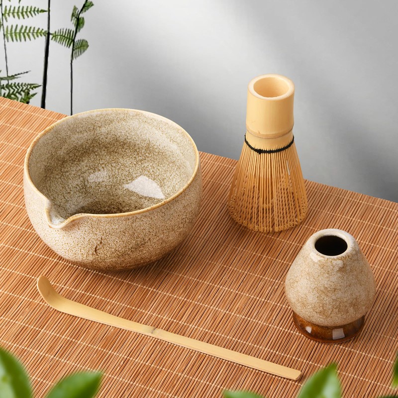 EOIMS Japanese Matcha Tea Set, Ceramic Bowl with Pourer, Includes