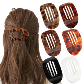 Weidllys 6 Pcs Flat Hair Clips Round Square French Secure Strong Hold Grip Barrettes， for Womens Styling Plastic Curve No Slip Accessories Claw Clamp, for Daily Use, Weddings, Parties, Sports & More
