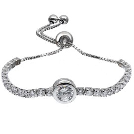 ASHMITA Pulsera de cadena ajustable para mujer, circonita cúbica, oro rosa, pulsera de regalo de lujo brillante