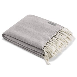 Vera Wang | Twill Fringe Collection | Soft and Cozy Throw Blanket, Lightweight and Perfect for Sofa Couch or Bed, Classic and Modern Style for Home Décor, 50" x 60", Charcoal