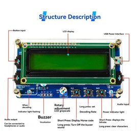 Comphic Upgraded CW Morse Code Decoder Finished +Case+Button Kit with Digital LCD CW Trainer Morse Code Decoder Kit