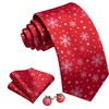 Barry.Wang Christmas Ties Set Men's Red Festive Necktie Xmas Snowflakes