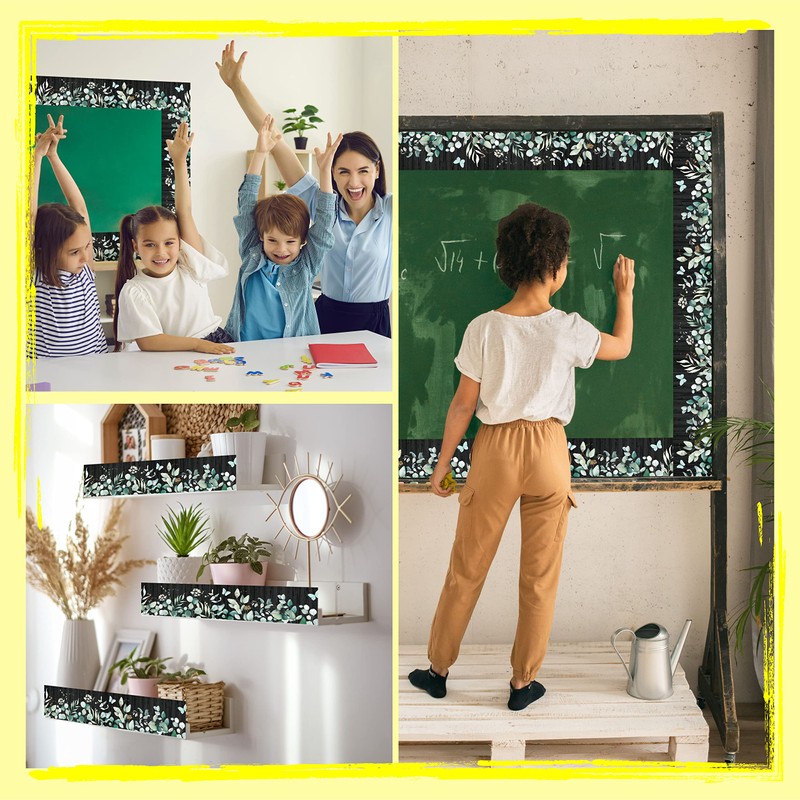 60 Feet Bulletin Board Borders, Greenery Straight Rolled Border Trim