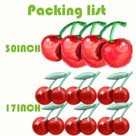 Cherry Balloons Red Cherry Foil Balloons for She's The Cherry On Top Party Summer Fruit Theme Party Decorations Birthday Party Supplies Girls Baby Shower Fruit Party Decorations 9pcs