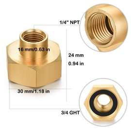 SIGURANTA 1/4 inch NPT female to 3/4 inch GHT female garden hose thread adapter for fuel/air/water/oil/gas (2 PCS)