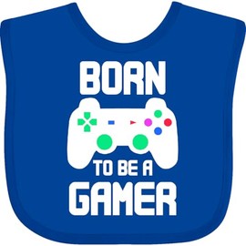 inktastic Born To Be a Gamer with Controller Baby Bib Royal Blue 28f5b